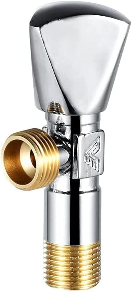 Valdeno Angle Valve 1/2" Hose Connector - Full Brass Body - WC and Hand Shattaf Connection - Smooth Chrome Polish Finish - Leak-Free Operation - 3 Years Warranty