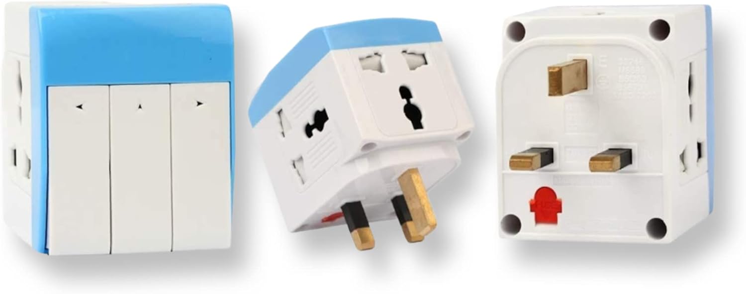 HUNTER 13A Multi-Plug UK UAE Adapter Fused 3-Way Universal Sockets with 3-way Switch, 1 Year Warranty