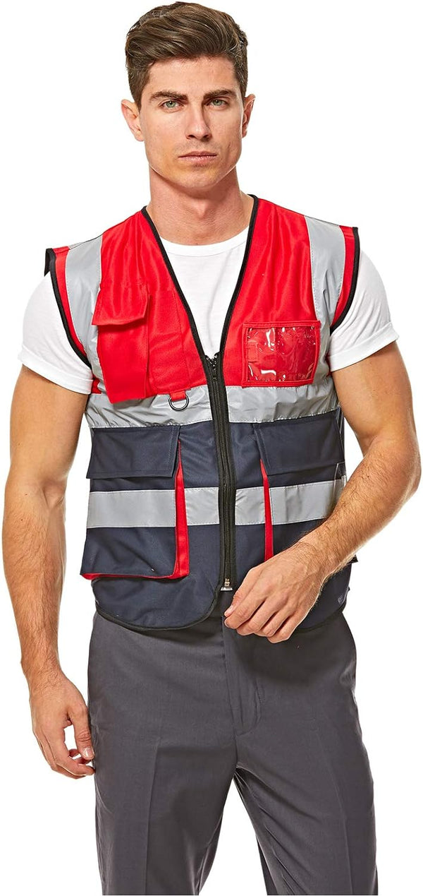 Empiral Dazzle Safety Vest Heavy Duty Dual Color with Zipper - Red/Blue